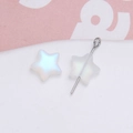 Macro detail of iridescent star bead with metal pin for DIY jewelry making - Mini Five-Pointed Star / 1 Piece / Iridescent Pearl White