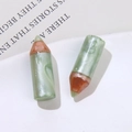 Pearlescent green resin pencil-shaped DIY charm with orange tip and marble texture - Green