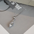 Exquis collier pendentif coquillage en argent orné de pierres de zircone étincelantes - Pendentif Conque Argenté (EXRGN0418YS)