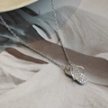 Creative flip-flop pendant necklace with crystal pavé and classic link chain - Steel Color - Flip Flop Necklace