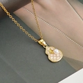 Elegante collana stile cinese con pendente a zucca, foglia di ginkgo e perla - Collana con Pendente a Zucca / Rosa