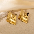 Irregular textured gold wing earrings with a minimalist polished metallic finish - Geometric Wrinkled Style (0406)