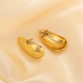 Polished gold-plated stainless steel teardrop stud earrings for women with mirror finish - Seed-Shaped Style (0412)
