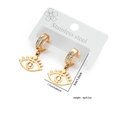 Boucles d'oreilles œil maléfique en acier doré serties de strass brillants - Boucles d'Oreilles Mauvais Œil (0281)