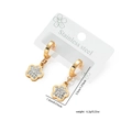 Boucles d'oreilles pendantes en acier doré avec fleur en strass et détails de dimensions - Boucles d'Oreilles Cœur Fleur Strass (0280)
