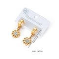 Boucles d'oreilles fleurs en acier titane doré avec cristaux et pétales ajourés - Boucles d'Oreilles Tournesol Strass (0282)