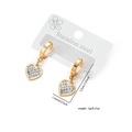 Boucles d'oreilles cœur en acier inoxydable doré avec cristaux blancs sur carte - Boucles d'Oreilles Pendentif Cœur Strass (0283)