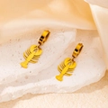 Golden lobster charm huggie hoop earrings made of titanium steel with polished finish - Lobster Pendant Style (0508)