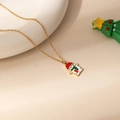 Kerstmis ketting met kleurrijke emaille sneeuwpop hanger aan een gouden ketting decoratie - Lachende Sneeuwpop Ketting