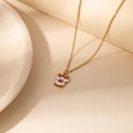 Christmas reindeer pendant necklace in gold finish with red enamel cartoon deer charm - Reindeer Pendant Necklace