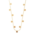 Close-up of golden stainless steel chain necklace with hollow rose flower pendants - Multi Rose Style (0283) - Gold