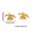 Detaillierte Größentabelle für goldene Edelstahl-Ohrringe mit Maßen 2,79 x 1,98 cm - Vogelform Stil (1070)