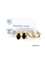 Set di tre paia di orecchini in acciaio inox con strass blu e ciondoli mano di Hamsa - Set Strass Palma Nero Cerchio (0444)