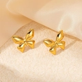 Elegant gold-plated butterfly stud earrings with polished finish on silk background - Butterfly Shape (0326)