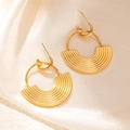 Elegant gold-plated wing earrings with wavy semi-circle hoop design and textured finish - Textured Semicircle Style (0357)