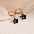 Elegante goldene Edelstahl-Ohrringe mit funkelndem blauen Zirkon-Sternanhänger - Blaue Zirkonia Stern Ohrringe