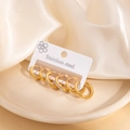 6-piece gold stainless steel hoop earring set with polished and crystal accents - EXRGE1720