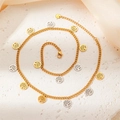 Golden and silver tree of life pendants on a minimalist stainless steel chain - Multi Round Disc Necklace