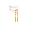 Parure de boucles d'oreilles dorées en acier inoxydable avec perles et glands étoiles - Ensemble Boucles d'Oreilles Étoile Perle Artificielle 0875