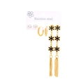 Coffret de 3 paires de boucles d'oreilles en acier doré avec fleurs et pampilles - Boucles d'Oreilles Gland Fleur à Six Feuilles Noir 0881