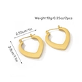 Detailed view of 2.8cm golden heart earrings showing 10g weight and dimensions - 18K Gold / Heart Lines (Style 4)