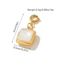 Gold plated square pendant with white stone inlay and spring ring clasp, size 2cm x 9.5mm - Square Mother Of Pearl Pendant (Pendant 8)