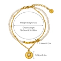 Detail of bohemian double-layer gold titanium steel bracelet with natural stone and pendant - White Beaded Starburst Pendant (Bohemian Style 01)