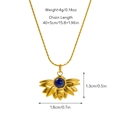 Vue détaillée du pendentif lotus bohème avec pierre bleue et spécifications de taille - Bleu Foncé (Collier 06)