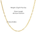 Minimalist 2mm gold paperclip chain necklace 40+5cm length with 3.2g weight - 40+5cm / Paperclip Chain (Chain 5)