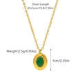 Detail showing 18K gold plated necklace with emerald green stone and chain dimensions - Oval Green Agate Style (Necklace 03)