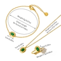 Detailed size guide for gold stainless steel jewelry set with green malachite stones - Oval Malachite Pattern Style / Jewelry Set 04