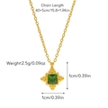 Detail view of gold emerald cross necklace with 40+5cm chain length and weight info - Vintage Cross Emerald Style (Necklace 05)