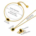 Detailed size specifications for gold stainless steel necklace, bracelet and ring set - Jewelry Set 06