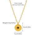 Detail of gold sunflower necklace with tiger eye stone and exact size measurements - Sunflower Tiger's Eye Style (Necklace 09)