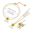 Detailed size parameters for gold sunflower jewelry set with natural tiger eye stones - Jewelry Set 10