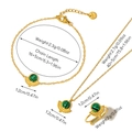 Detailed size chart for gold stainless steel jewelry set with green malachite stones - Jewelry Set 12