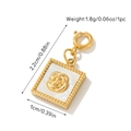 Golden square charm with carved rose and pearl inlay, size 2.2cm x 1cm, weight 1.8g - Relief Rose Mother Of Pearl Pendant (Pendant 5)