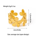 Detailed view of golden textured floral ring showing 3g weight and 1.25cm height specs - Frosted Multi-Flower Open Ring (JDR250434)