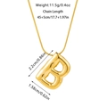 Detailed view of bubble initial B pendant necklace with dimensions and chain length specs - Letter B Necklace