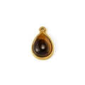 Macro view of water drop tiger eye stone pendant in 18K gold plated titanium steel - Tiger Eye Style (Pendant 01)