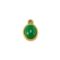 Macro view of oval green gemstone pendant with gold plated stainless steel setting - Green (Pendant 01)