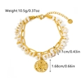 Detail of double-layer gold stainless steel bracelet with starfish pendant and shell stones - Starfish and White Crushed Stone Style (Bracelet 06)