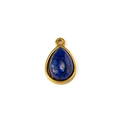 Close-up of a pear-shaped deep blue natural stone pendant in 18K gold-plated setting - Lapis Lazuli Style (Pendant 03)
