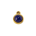 Makro-Detail von rundem Gold-Edelstahl-Anhänger mit natürlichem blauem Lapis-Inlay - Dunkelblauer Anhänger (Anhänger 01)