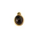 Detailed macro view of an oval black gemstone pendant set in a golden stainless steel base - Black (Pendant 04)