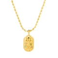 Golden Aries zodiac necklace with oval pendant and colorful cubic zirconia stones - Aries