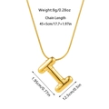 Detailed size specifications for gold balloon-style letter I pendant on snake chain necklace - Letter I Necklace
