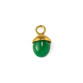 Dettaglio macro del ciondolo a ghianda in acciaio placcato oro 18k e pietra verde - Agata Verde (Ciondolo 06)