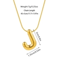 Detail view of gold balloon J letter pendant necklace with specific product dimensions - Letter J Necklace