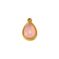 Detailansicht des tropfenförmigen rosa Steinanhängers mit 18K Goldbeschichtung - Rosenquarz-Stil (Anhänger 08)